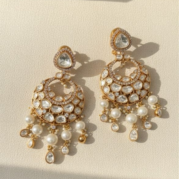 Pearl Kundan Chandbali