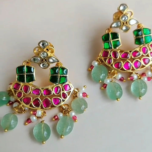 Meena Polki and Semiprecious Earring
