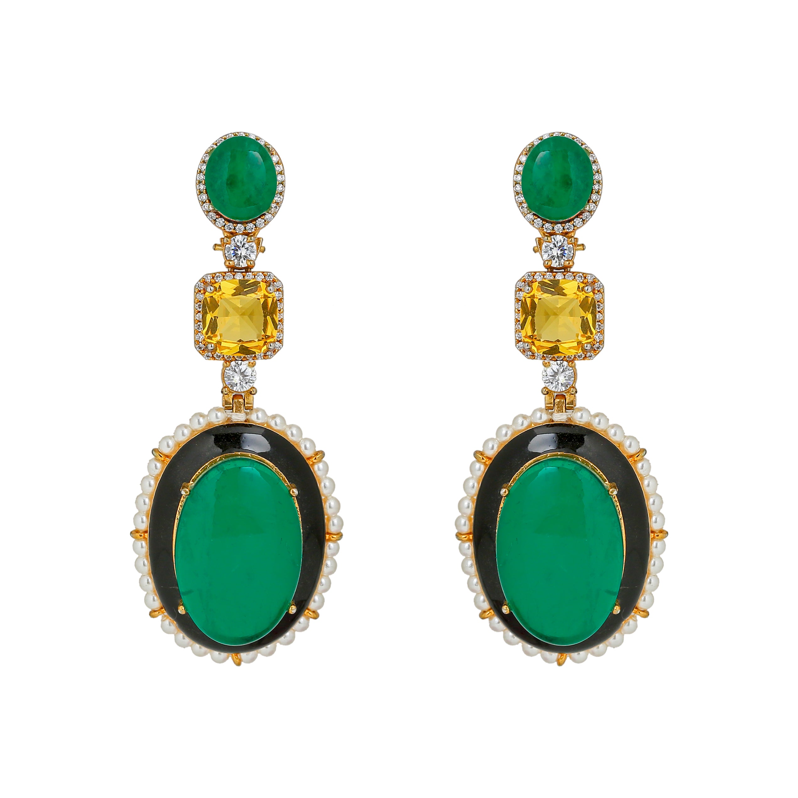 Regal Emerald Radiance semiprecious doublet earring