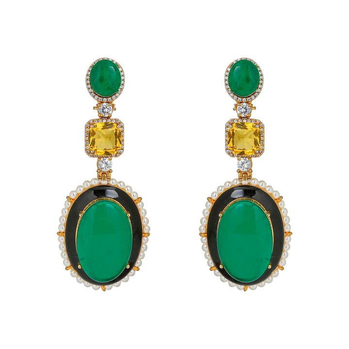 Regal Emerald Radiance semiprecious doublet earring