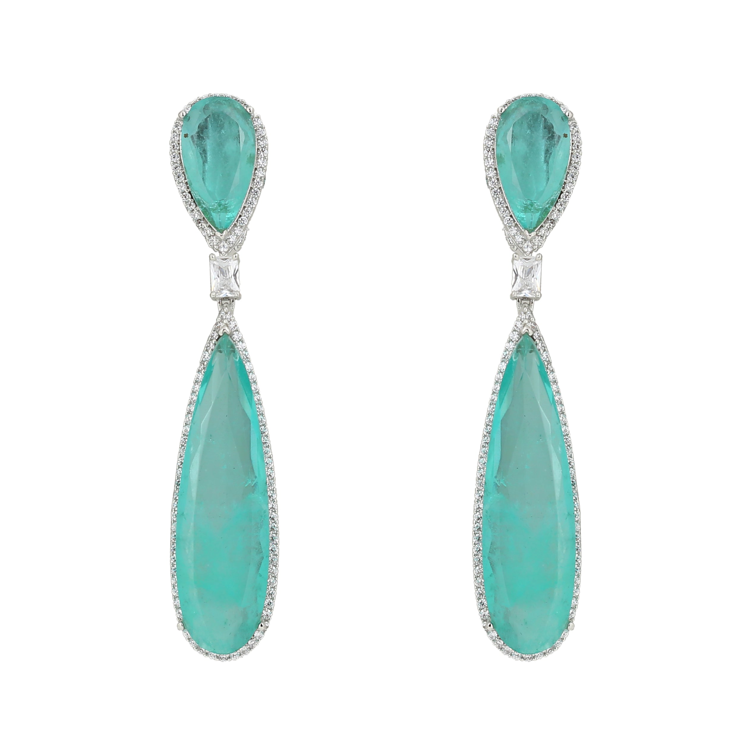 Semiprecious long tear-drop earring
