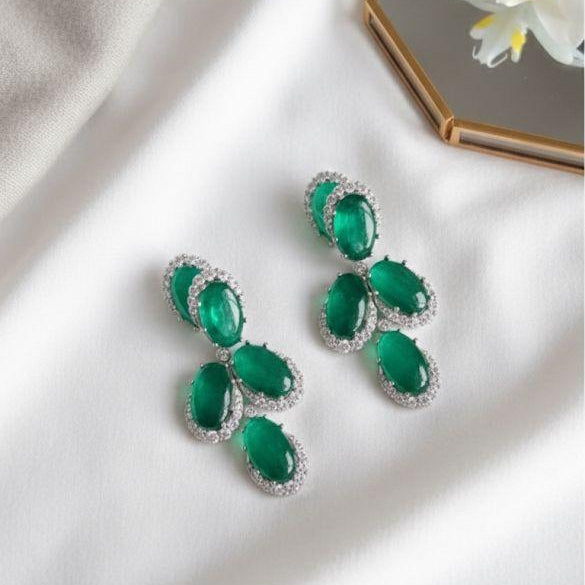 Oval Cluster Drop Earrings