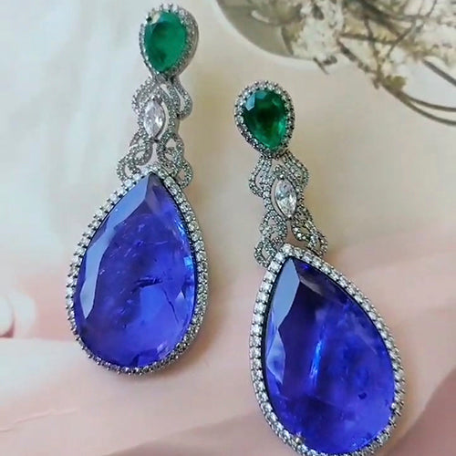 Dual Colour Semiprecious Doublet Stone Earring