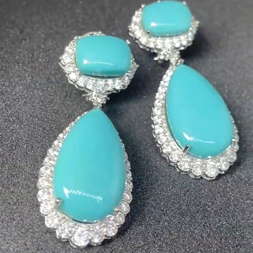 Tear Drop Turquoise Semiprecious Earring