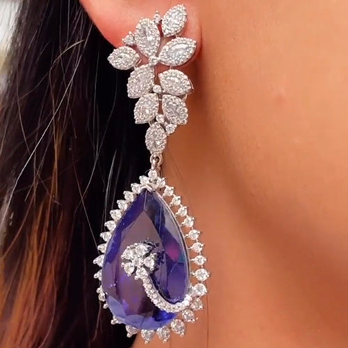 Diamond Saphire Drop Earring