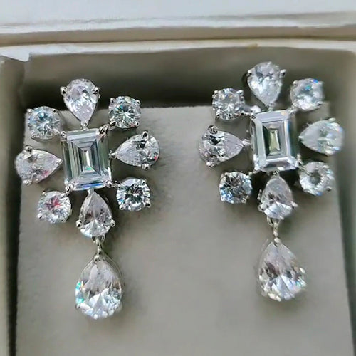 Flower Diamond Drops Stud