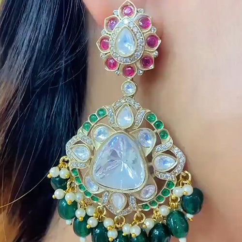 Kundan and Polki Moissanite Chandbali