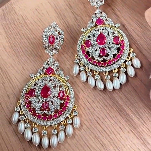 Diamond and Pearl Chandbali Medium Size