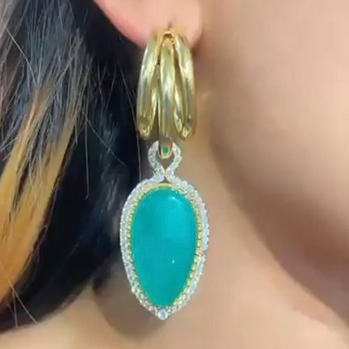 Emerald Drop Gold Earring