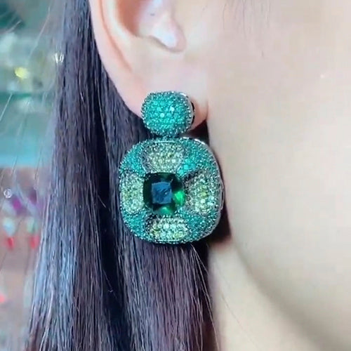 Square Nano Setting Medium Earring