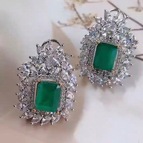 Diamond and Emerald Semiprecious Studs