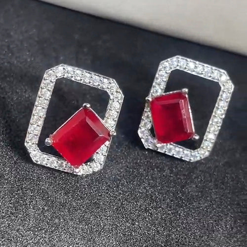 Square Semiprecious Studs