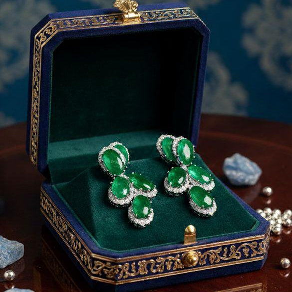 Oval Cluster Drop Earrings