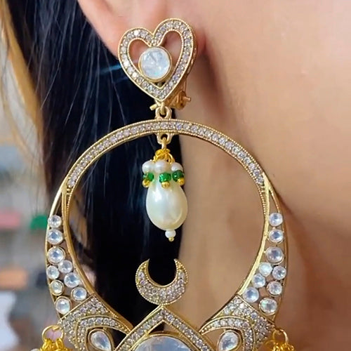Kundan And Polki Chandbali Earring
