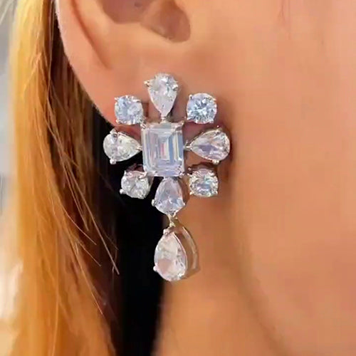 Flower Diamond Drops Stud