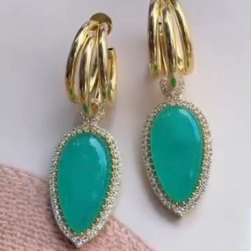 Emerald Drop Gold Earring