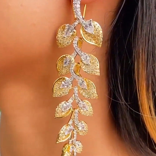 Leaf Shape Long Earring