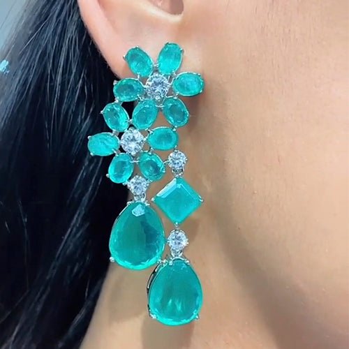 Semiprecious Doublet Flower and Diamond Medium Earring