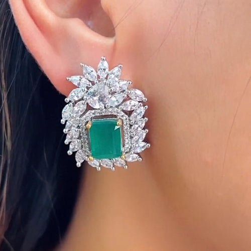 Diamond and Emerald Semiprecious Studs