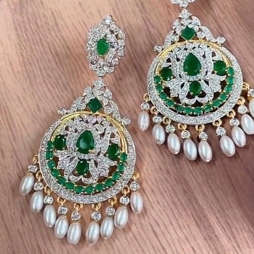 Diamond and Pearl Chandbali Medium Size