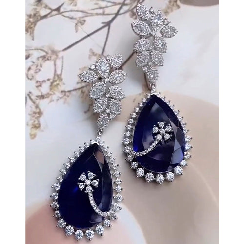 Diamond Saphire Drop Earring