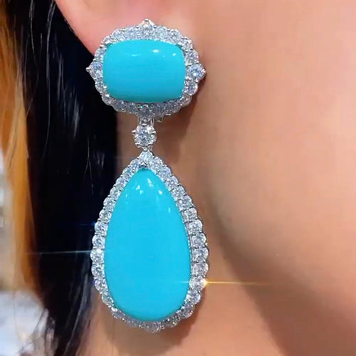 Tear Drop Turquoise Semiprecious Earring