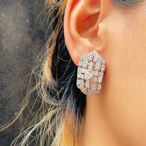Baguette And Diamond Classy Studs