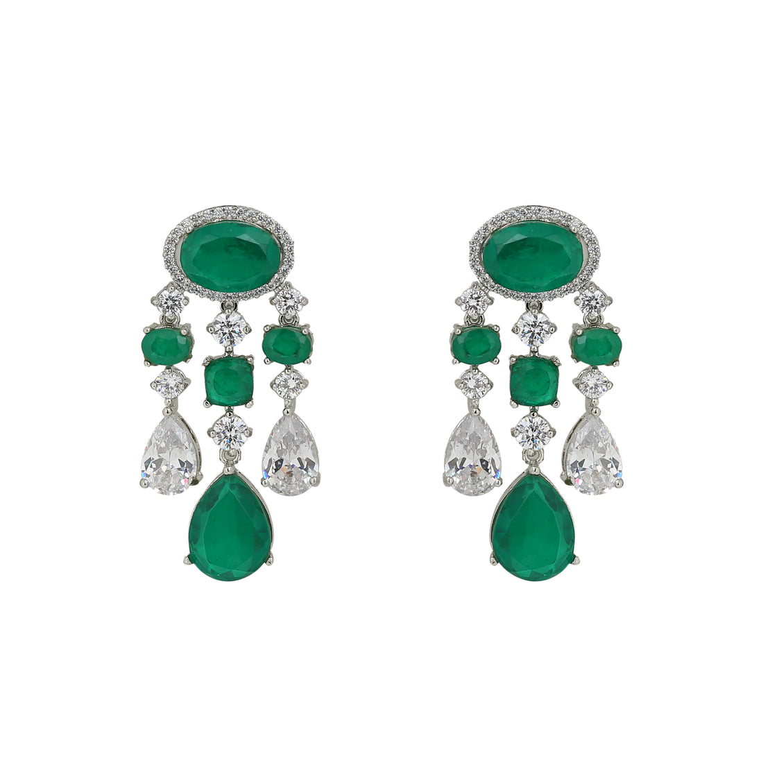 Emerald Cascade Chandelier Earrings