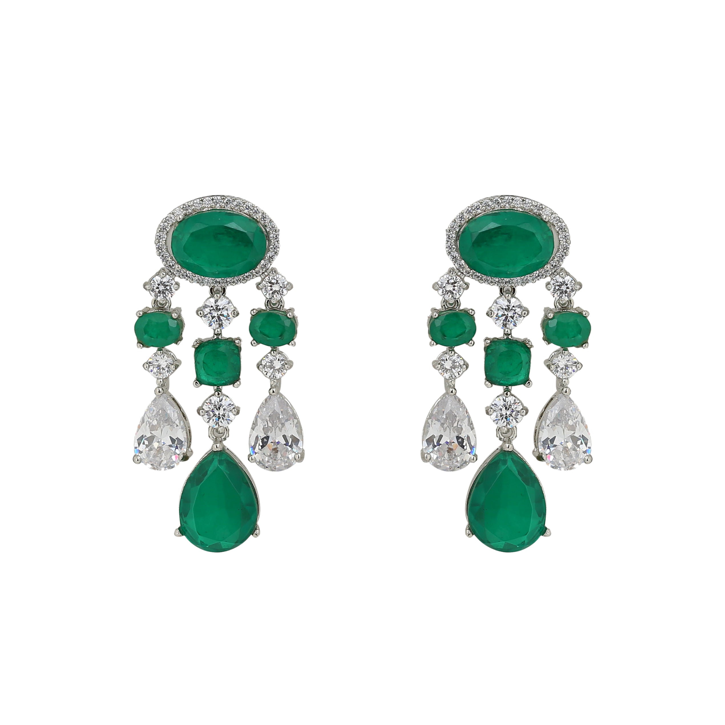 Emerald Cascade Chandelier Earrings
