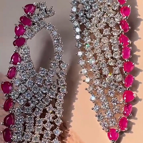 Modern Diamond and Ruby Earring