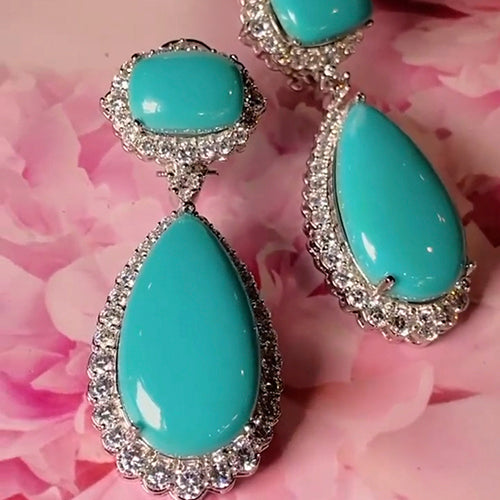 Tear Drop Turquoise Semiprecious Earring