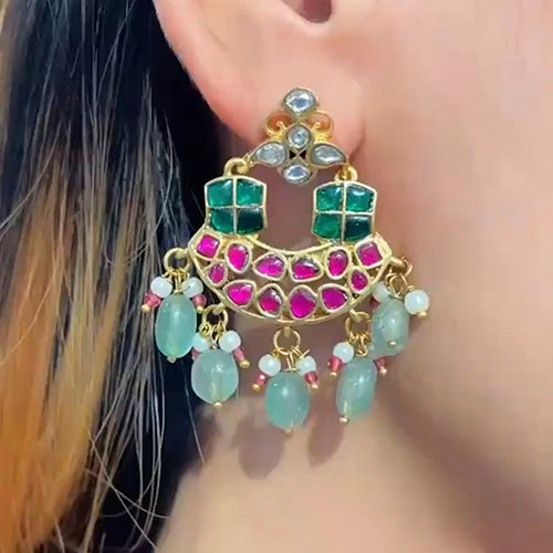 Meena Polki and Semiprecious Earring