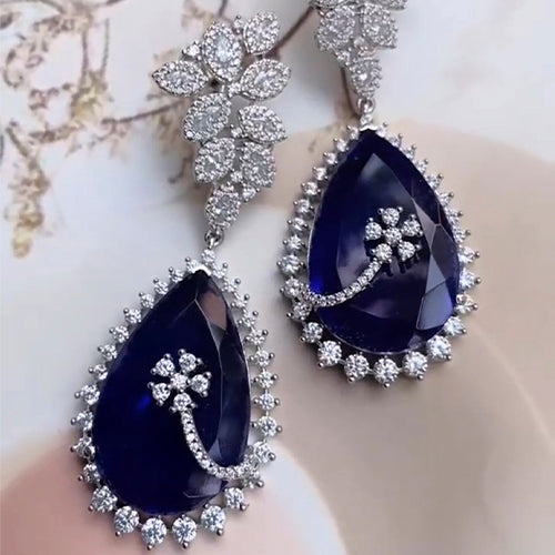 Diamond Saphire Drop Earring
