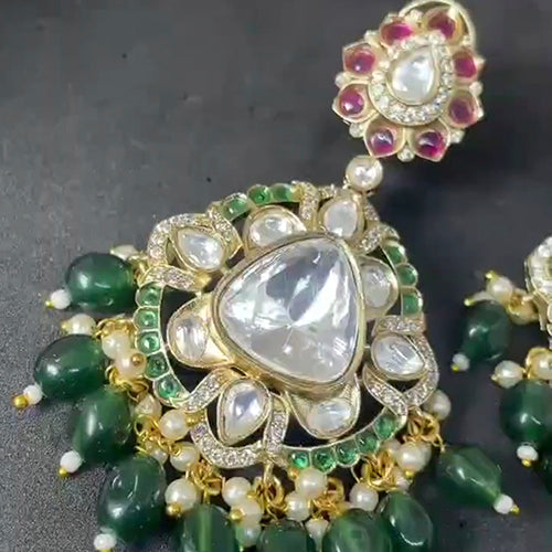 Kundan and Polki Moissanite Chandbali