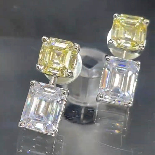 Citrin And Diamond Small Size Studs