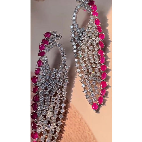 Modern Diamond and Ruby Earring