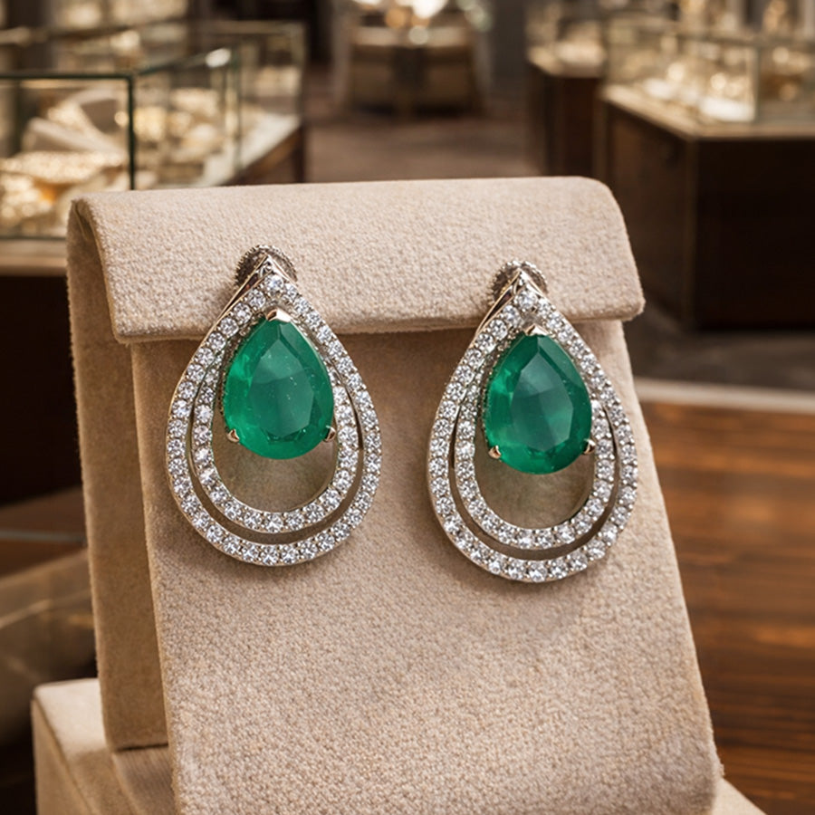 Dewdrop Emerald Stud
