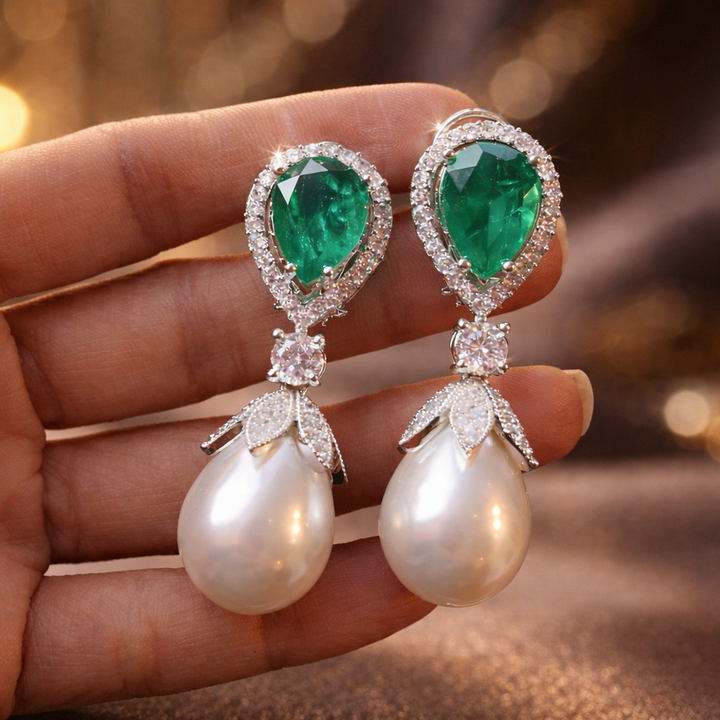 Halo Drop Shell Pearl Studs