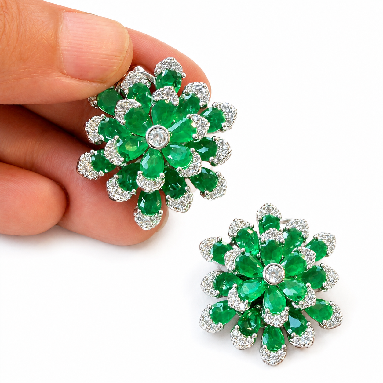 Emerald Bloom Floral Earrings
