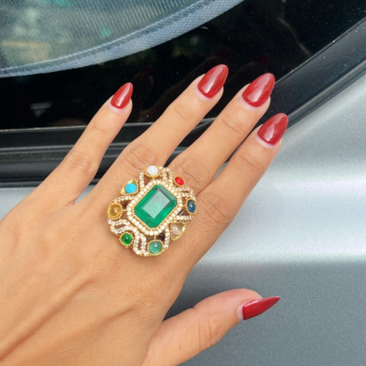 Royal Emerald Navratan Ring