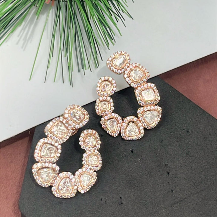 Rose Glow Polki Hoops