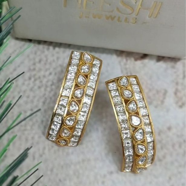 Royal Curve Diamond and polki Earrings