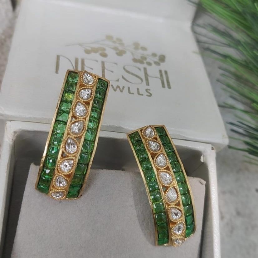 Royal Curve Diamond and polki Earrings