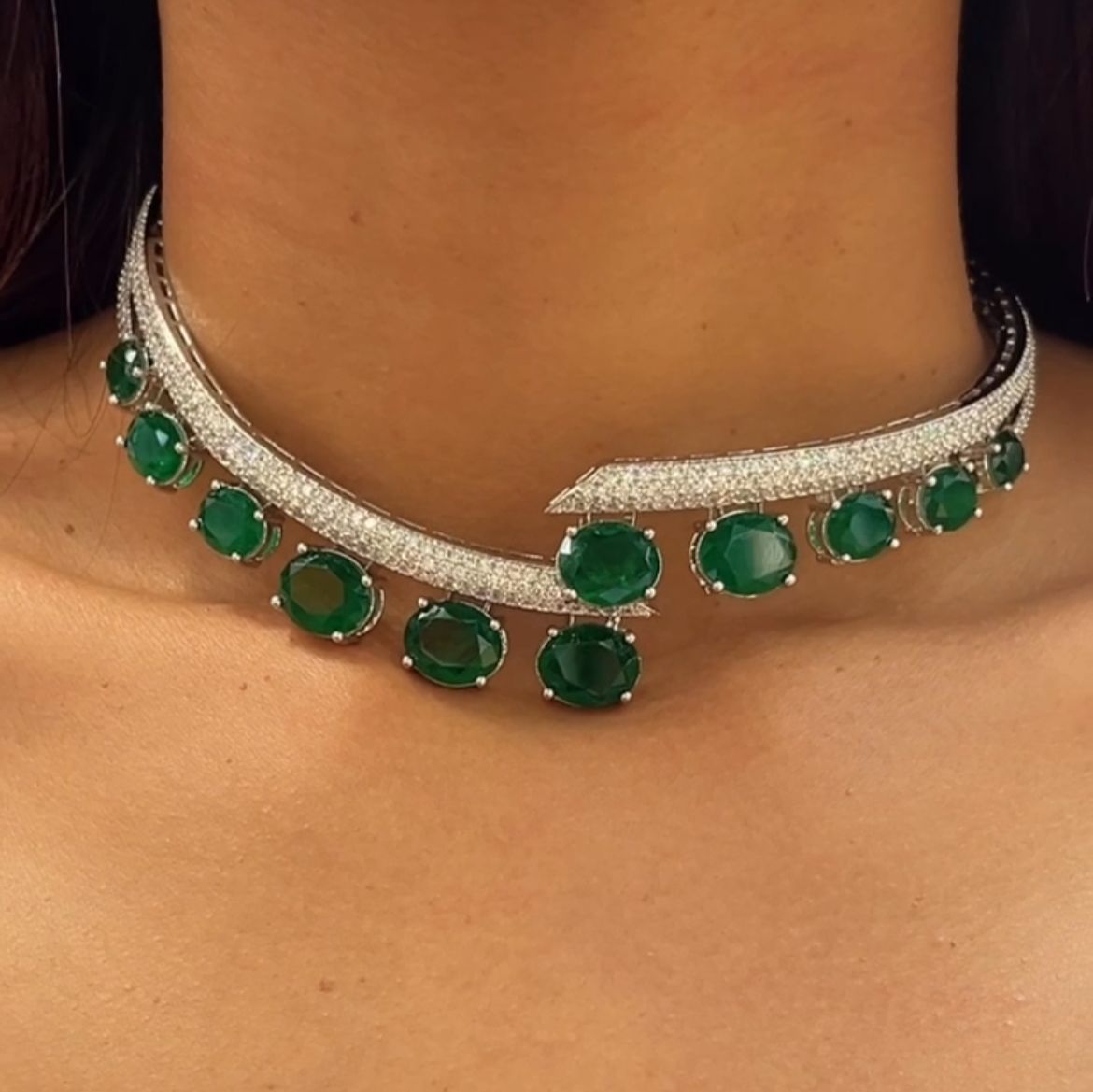 Diamond & Emerald Embrace Necklace