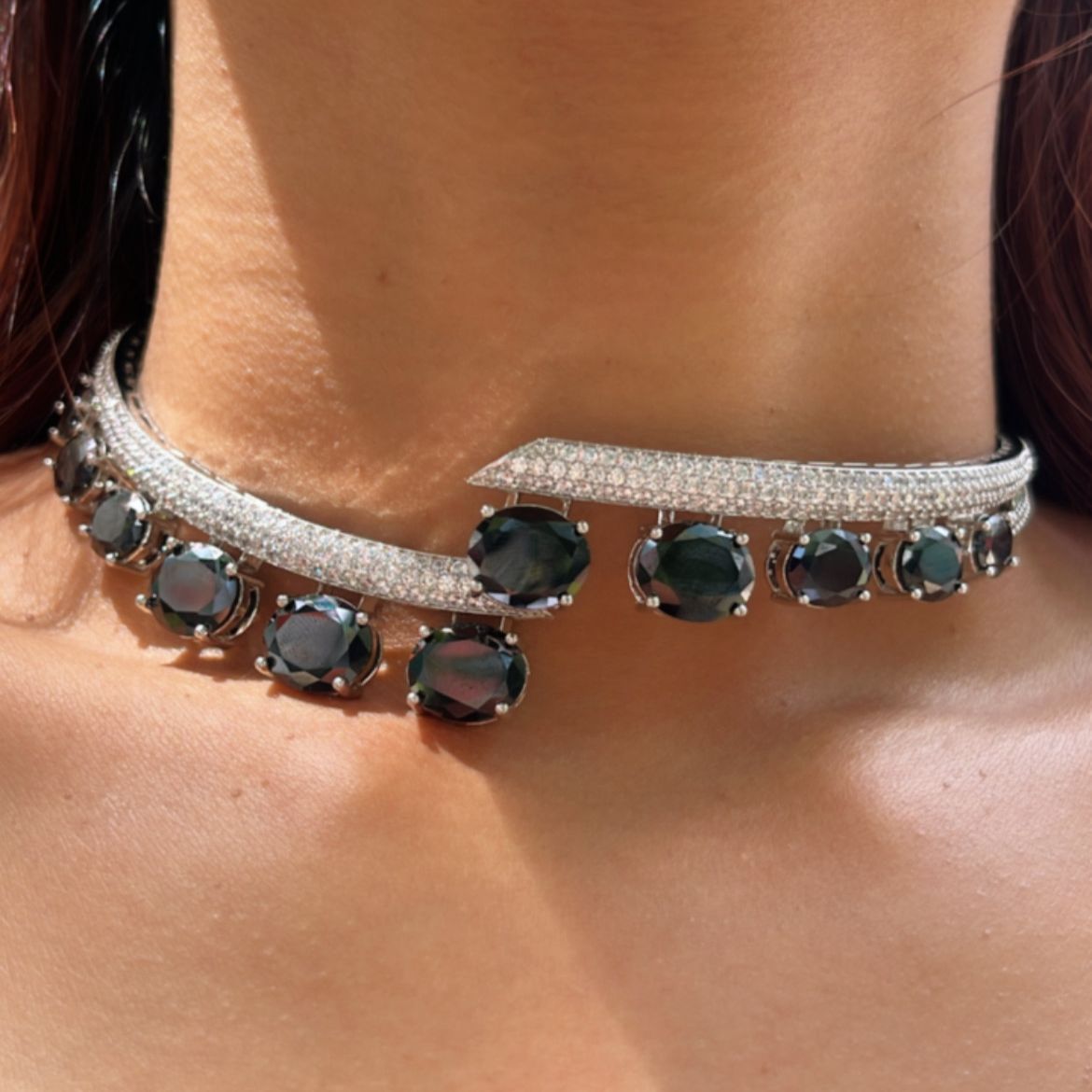 Diamond & Emerald Embrace Necklace