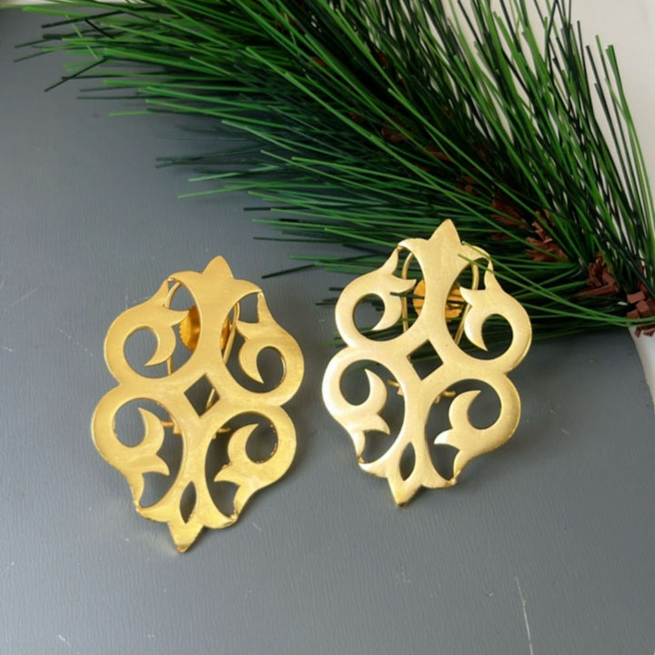 Golden Boho Cutwork Earrings