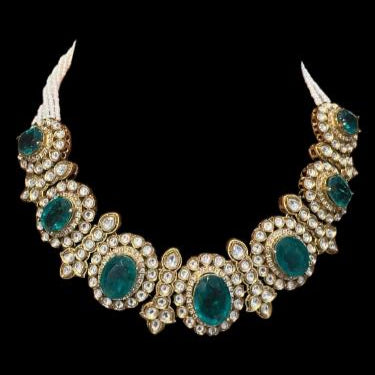 Semiprecious Doublet Kundan Choker Necklace.