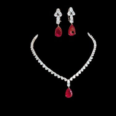 Ruby Drop Necklace Set.