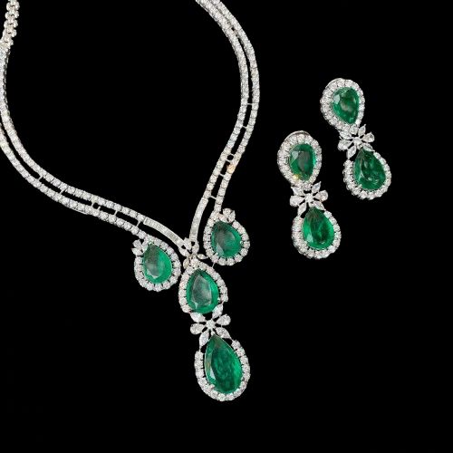 Emerald Drop Necklace Set