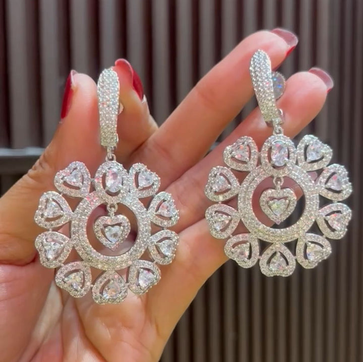 Floral Heart Dangle Earrings